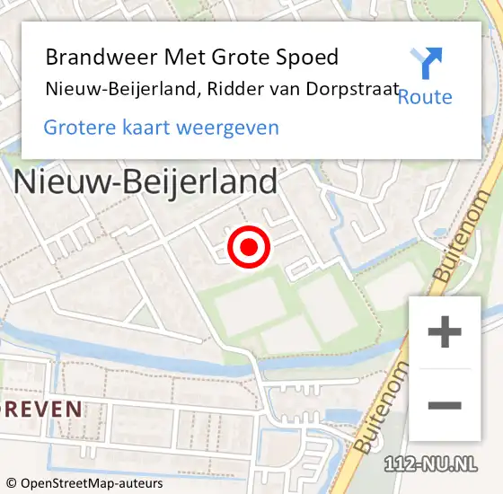 Locatie op kaart van de 112 melding: Brandweer Met Grote Spoed Naar Nieuw-Beijerland, Ridder van Dorpstraat op 14 november 2022 18:56