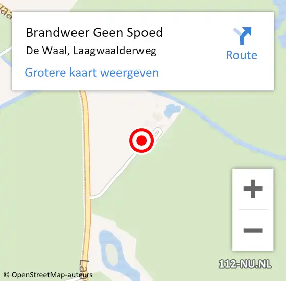 Locatie op kaart van de 112 melding: Brandweer Geen Spoed Naar De Waal, Laagwaalderweg op 14 november 2022 19:36