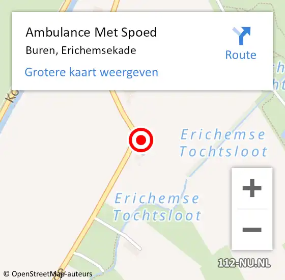 Locatie op kaart van de 112 melding: Ambulance Met Spoed Naar Buren, Erichemsekade op 14 november 2022 22:03