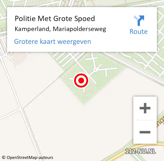 Locatie op kaart van de 112 melding: Politie Met Grote Spoed Naar Kamperland, Mariapolderseweg op 14 november 2022 23:20