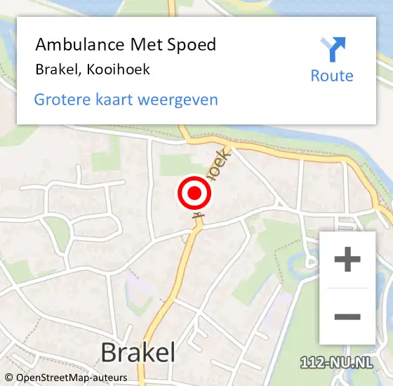 Locatie op kaart van de 112 melding: Ambulance Met Spoed Naar Brakel, Kooihoek op 15 november 2022 01:06