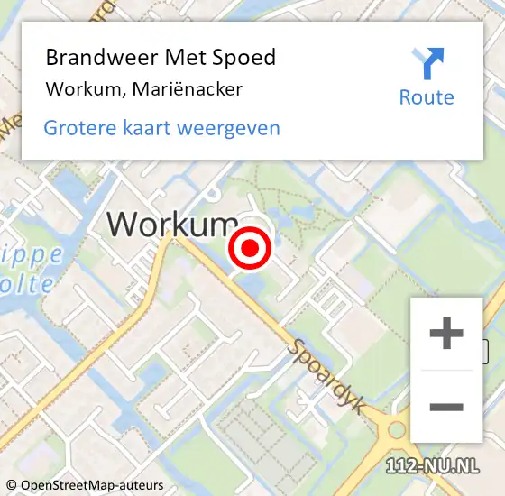 Locatie op kaart van de 112 melding: Brandweer Met Spoed Naar Workum, Mariënacker op 15 november 2022 02:55