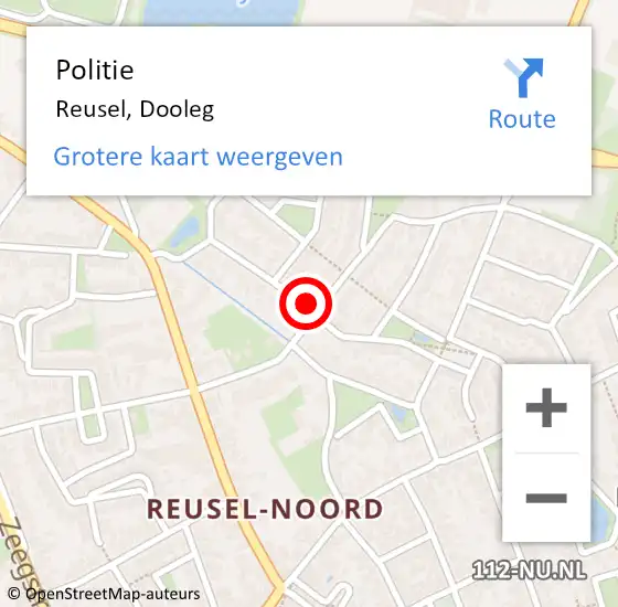 Locatie op kaart van de 112 melding: Politie Reusel, Dooleg op 15 november 2022 07:48