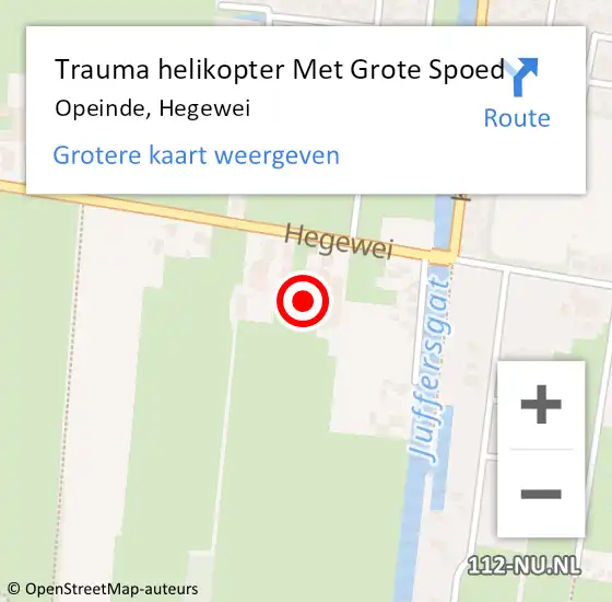 Locatie op kaart van de 112 melding: Trauma helikopter Met Grote Spoed Naar Opeinde, Hegewei op 15 november 2022 08:25