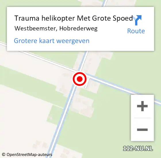 Locatie op kaart van de 112 melding: Trauma helikopter Met Grote Spoed Naar Westbeemster, Hobrederweg op 15 november 2022 08:44