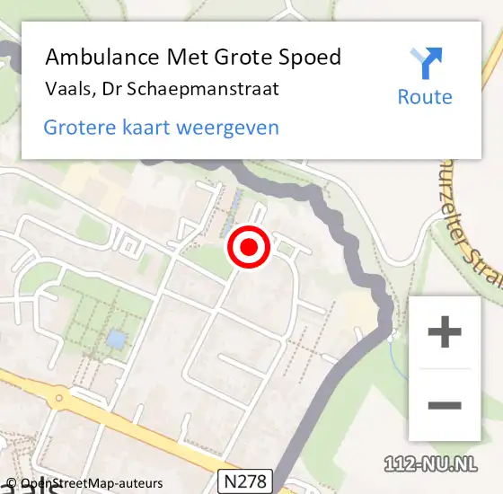 Locatie op kaart van de 112 melding: Ambulance Met Grote Spoed Naar Vaals, Dr Schaepmanstraat op 5 augustus 2014 02:08