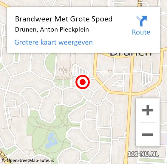 Locatie op kaart van de 112 melding: Brandweer Met Grote Spoed Naar Drunen, Anton Pieckplein op 15 november 2022 08:57