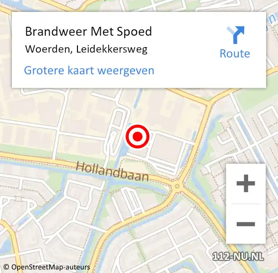 Locatie op kaart van de 112 melding: Brandweer Met Spoed Naar Woerden, Leidekkersweg op 15 november 2022 09:35