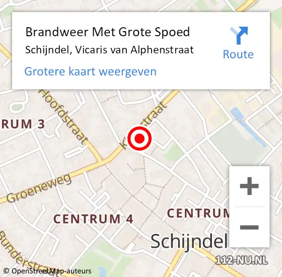 Locatie op kaart van de 112 melding: Brandweer Met Grote Spoed Naar Schijndel, Vicaris van Alphenstraat op 15 november 2022 12:17