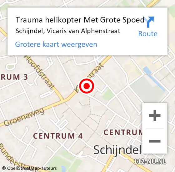 Locatie op kaart van de 112 melding: Trauma helikopter Met Grote Spoed Naar Schijndel, Vicaris van Alphenstraat op 15 november 2022 12:23