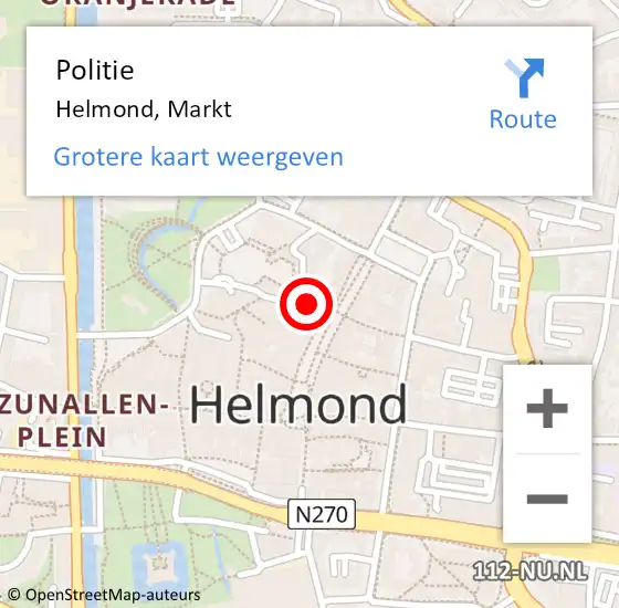 Locatie op kaart van de 112 melding: Politie Helmond, Markt op 15 november 2022 12:45