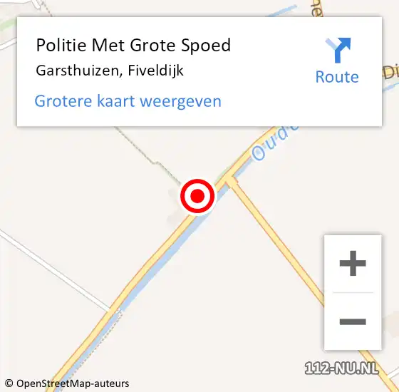 Locatie op kaart van de 112 melding: Politie Met Grote Spoed Naar Garsthuizen, Fiveldijk op 15 november 2022 14:06