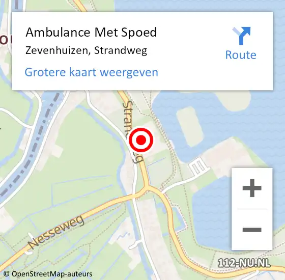Locatie op kaart van de 112 melding: Ambulance Met Spoed Naar Zevenhuizen, Strandweg op 15 november 2022 14:39