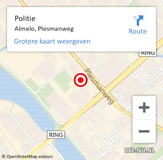 Locatie op kaart van de 112 melding: Politie Almelo, Plesmanweg op 15 november 2022 17:06