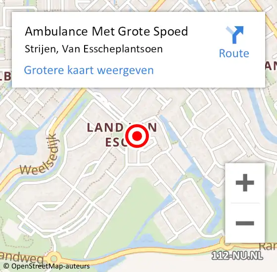 Locatie op kaart van de 112 melding: Ambulance Met Grote Spoed Naar Strijen, Van Esscheplantsoen op 15 november 2022 17:31