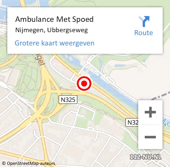 Locatie op kaart van de 112 melding: Ambulance Met Spoed Naar Nijmegen, Ubbergseweg op 15 november 2022 17:51