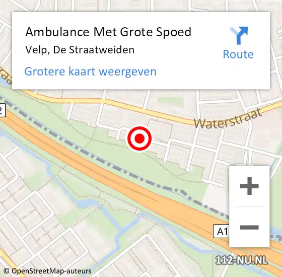 Locatie op kaart van de 112 melding: Ambulance Met Grote Spoed Naar Velp, De Straatweiden op 15 november 2022 17:57
