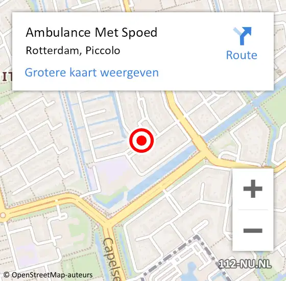 Locatie op kaart van de 112 melding: Ambulance Met Spoed Naar Rotterdam, Piccolo op 15 november 2022 19:38