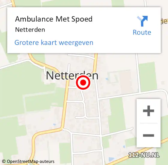 Locatie op kaart van de 112 melding: Ambulance Met Spoed Naar Netterden op 16 november 2022 01:09