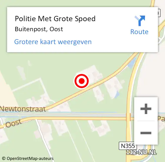 Locatie op kaart van de 112 melding: Politie Met Grote Spoed Naar Buitenpost, Oost op 16 november 2022 08:15