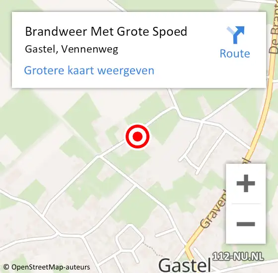 Locatie op kaart van de 112 melding: Brandweer Met Grote Spoed Naar Gastel, Vennenweg op 16 november 2022 09:22