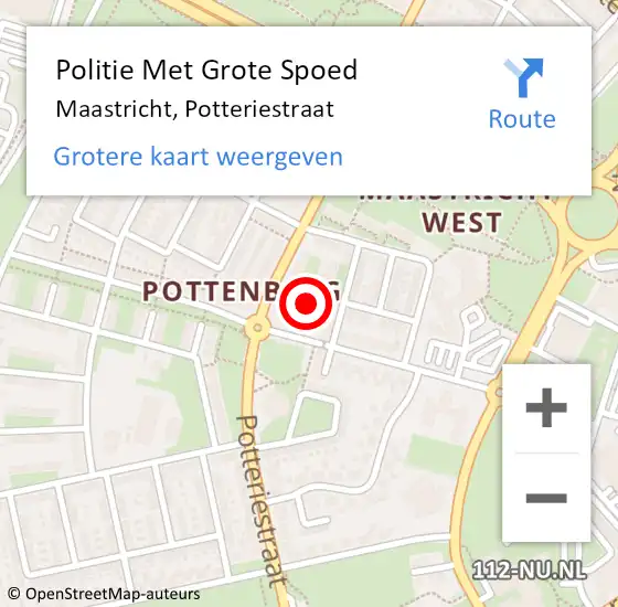 Locatie op kaart van de 112 melding: Politie Met Grote Spoed Naar Maastricht, Potteriestraat op 16 november 2022 10:43