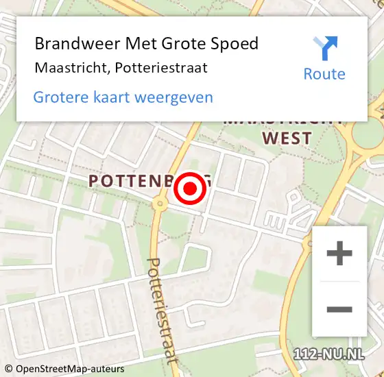 Locatie op kaart van de 112 melding: Brandweer Met Grote Spoed Naar Maastricht, Potteriestraat op 16 november 2022 10:43