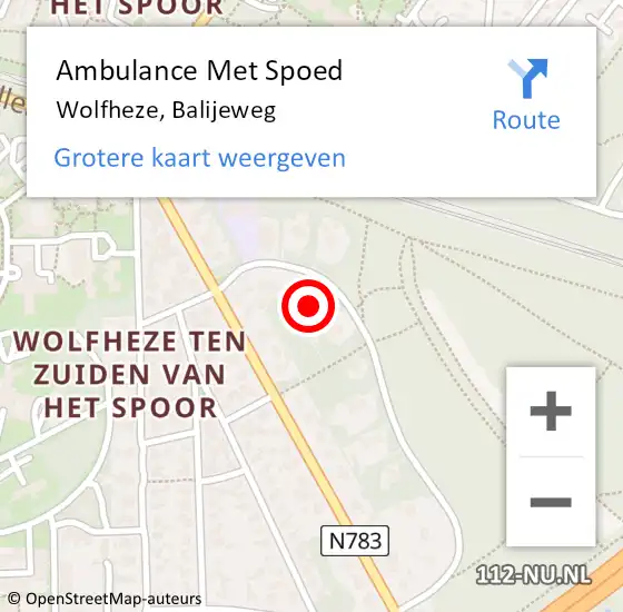Locatie op kaart van de 112 melding: Ambulance Met Spoed Naar Wolfheze, Balijeweg op 16 november 2022 10:55