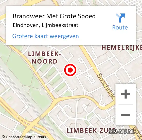Locatie op kaart van de 112 melding: Brandweer Met Grote Spoed Naar Eindhoven, Lijmbeekstraat op 16 november 2022 11:15