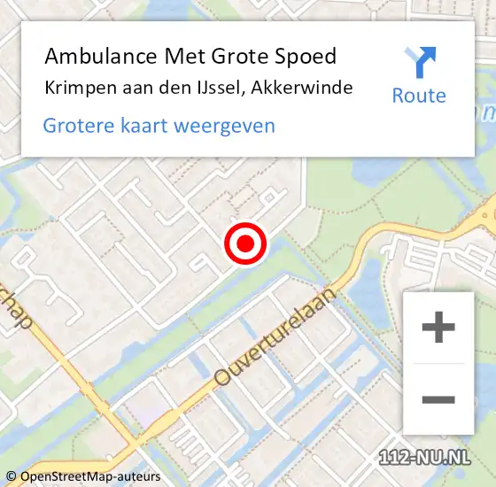 Locatie op kaart van de 112 melding: Ambulance Met Grote Spoed Naar Krimpen aan den IJssel, Akkerwinde op 16 november 2022 13:06
