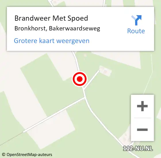 Locatie op kaart van de 112 melding: Brandweer Met Spoed Naar Bronkhorst, Bakerwaardseweg op 5 augustus 2014 09:02