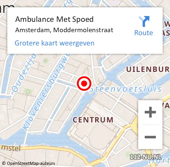 Locatie op kaart van de 112 melding: Ambulance Met Spoed Naar Amsterdam, Moddermolenstraat op 16 november 2022 13:39