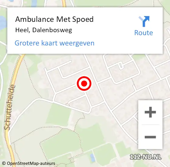 Locatie op kaart van de 112 melding: Ambulance Met Spoed Naar Heel, Dalenbosweg op 16 november 2022 14:09