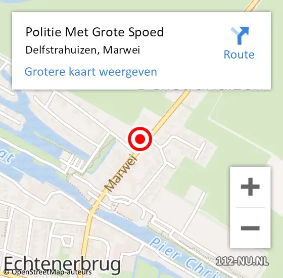 Locatie op kaart van de 112 melding: Politie Met Grote Spoed Naar Delfstrahuizen, Marwei op 16 november 2022 14:14