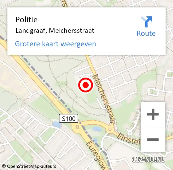 Locatie op kaart van de 112 melding: Politie Landgraaf, Melchersstraat op 16 november 2022 14:19