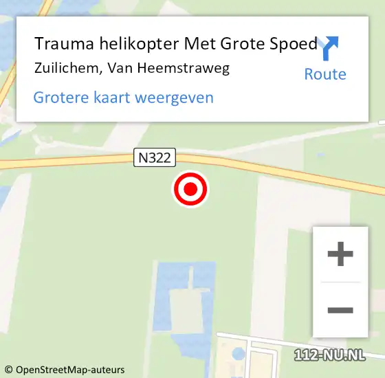 Locatie op kaart van de 112 melding: Trauma helikopter Met Grote Spoed Naar Zuilichem, Van Heemstraweg op 16 november 2022 14:42