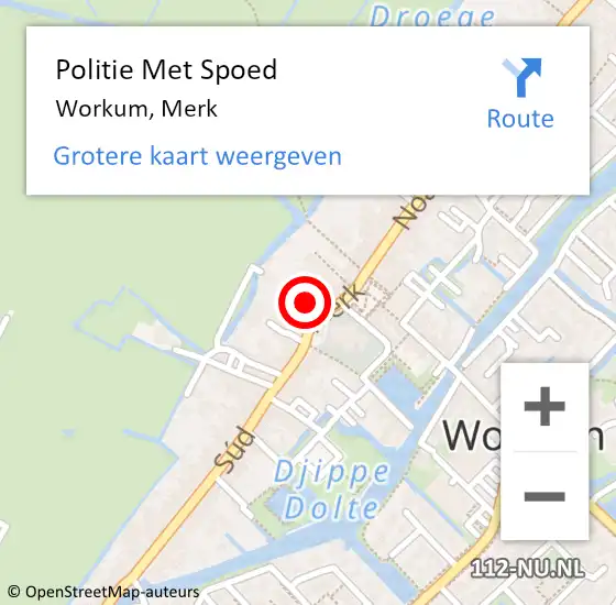 Locatie op kaart van de 112 melding: Politie Met Spoed Naar Workum, Merk op 16 november 2022 19:50