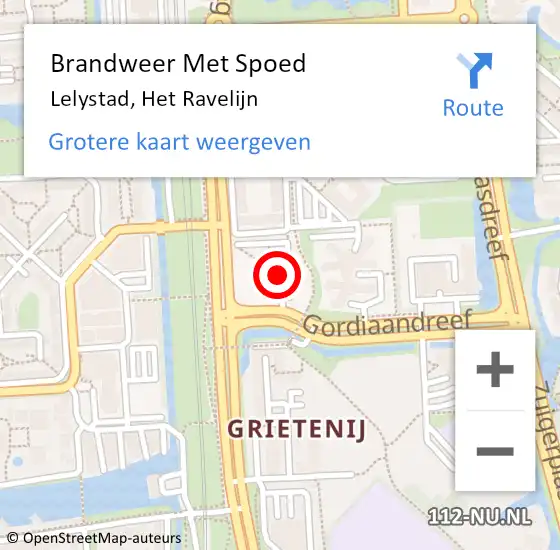 Locatie op kaart van de 112 melding: Brandweer Met Spoed Naar Lelystad, Het Ravelijn op 16 november 2022 19:58
