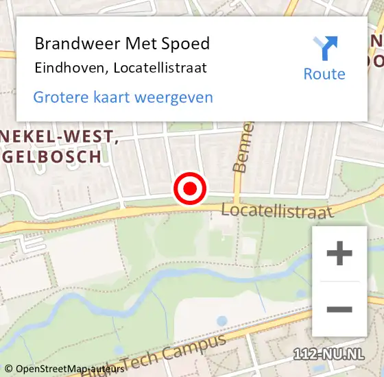 Locatie op kaart van de 112 melding: Brandweer Met Spoed Naar Eindhoven, Locatellistraat op 16 november 2022 20:49