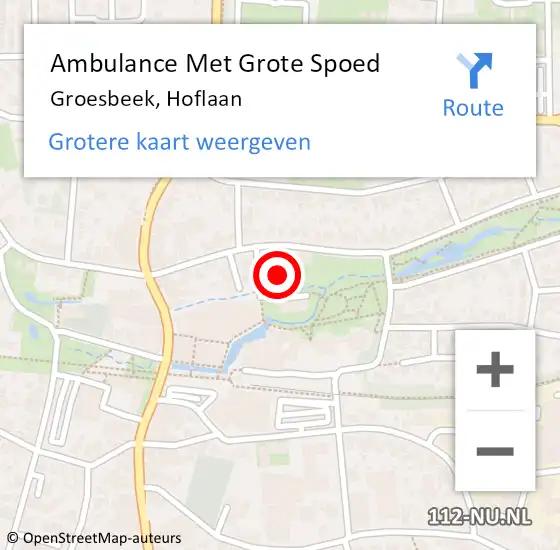Locatie op kaart van de 112 melding: Ambulance Met Grote Spoed Naar Groesbeek, Hoflaan op 16 november 2022 20:52