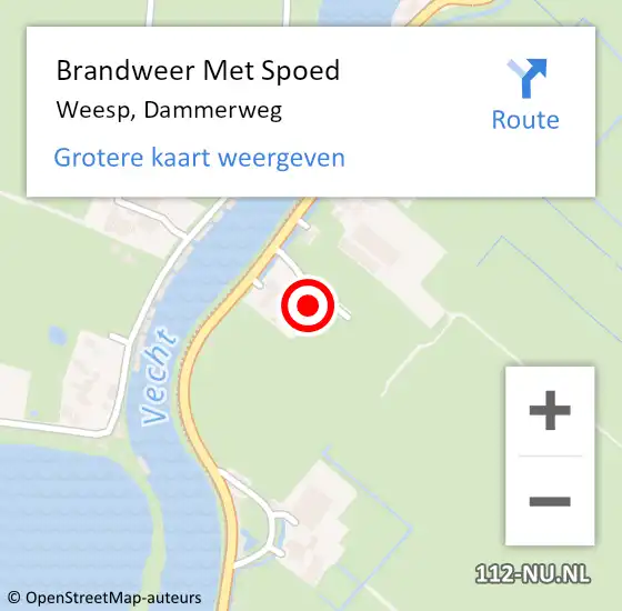 Locatie op kaart van de 112 melding: Brandweer Met Spoed Naar Weesp, Dammerweg op 17 november 2022 02:35