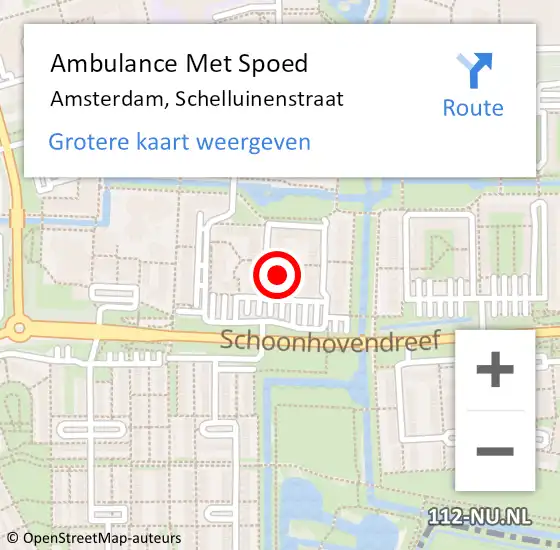 Locatie op kaart van de 112 melding: Ambulance Met Spoed Naar Amsterdam, Schelluinenstraat op 17 november 2022 05:18