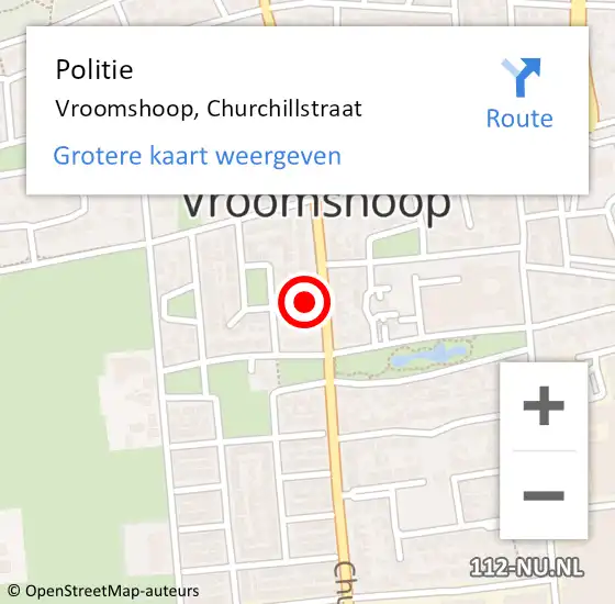 Locatie op kaart van de 112 melding: Politie Vroomshoop, Churchillstraat op 17 november 2022 08:05