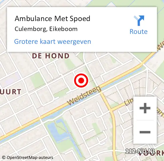 Locatie op kaart van de 112 melding: Ambulance Met Spoed Naar Culemborg, Eikeboom op 17 november 2022 08:46
