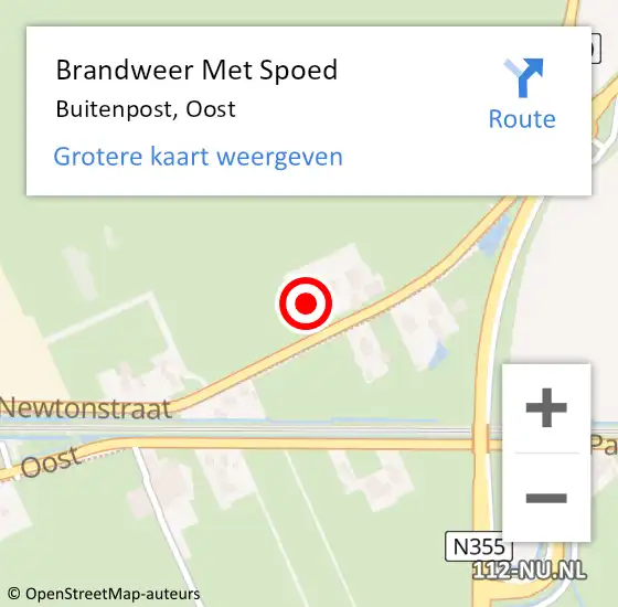 Locatie op kaart van de 112 melding: Brandweer Met Spoed Naar Buitenpost, Oost op 17 november 2022 08:51