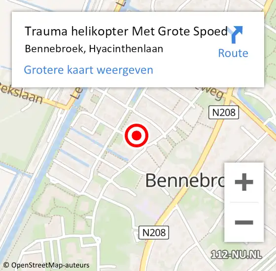 Locatie op kaart van de 112 melding: Trauma helikopter Met Grote Spoed Naar Bennebroek, Hyacinthenlaan op 17 november 2022 08:56