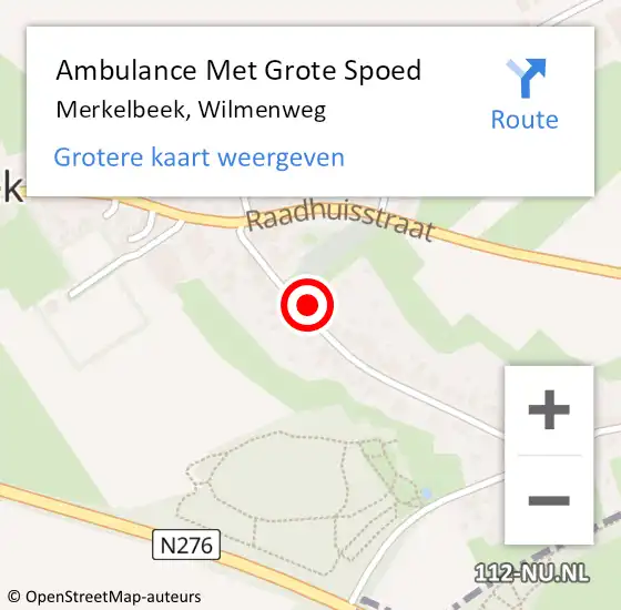 Locatie op kaart van de 112 melding: Ambulance Met Grote Spoed Naar Merkelbeek, Wilmenweg op 5 augustus 2014 10:42