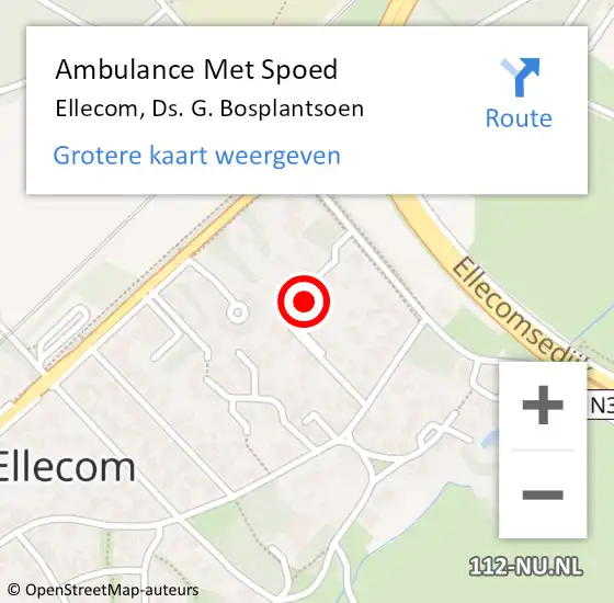 Locatie op kaart van de 112 melding: Ambulance Met Spoed Naar Ellecom, Ds. G. Bosplantsoen op 17 november 2022 12:34