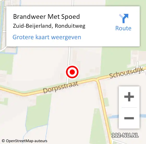 Locatie op kaart van de 112 melding: Brandweer Met Spoed Naar Zuid-Beijerland, Ronduitweg op 17 november 2022 12:59
