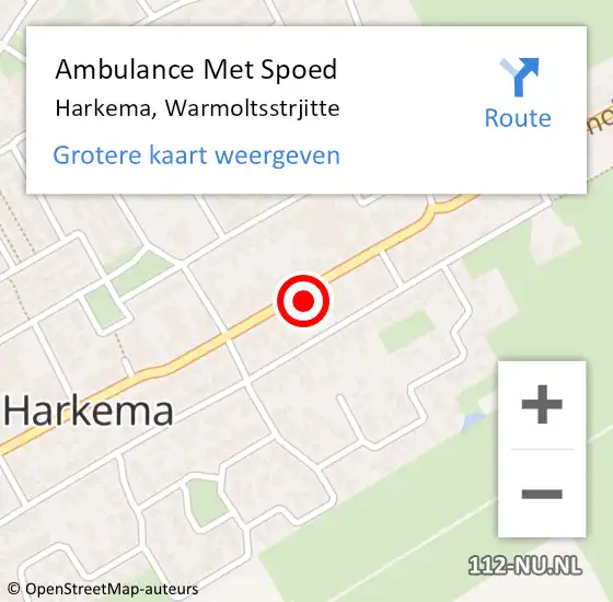 Locatie op kaart van de 112 melding: Ambulance Met Spoed Naar Harkema, Warmoltsstrjitte op 17 november 2022 13:20